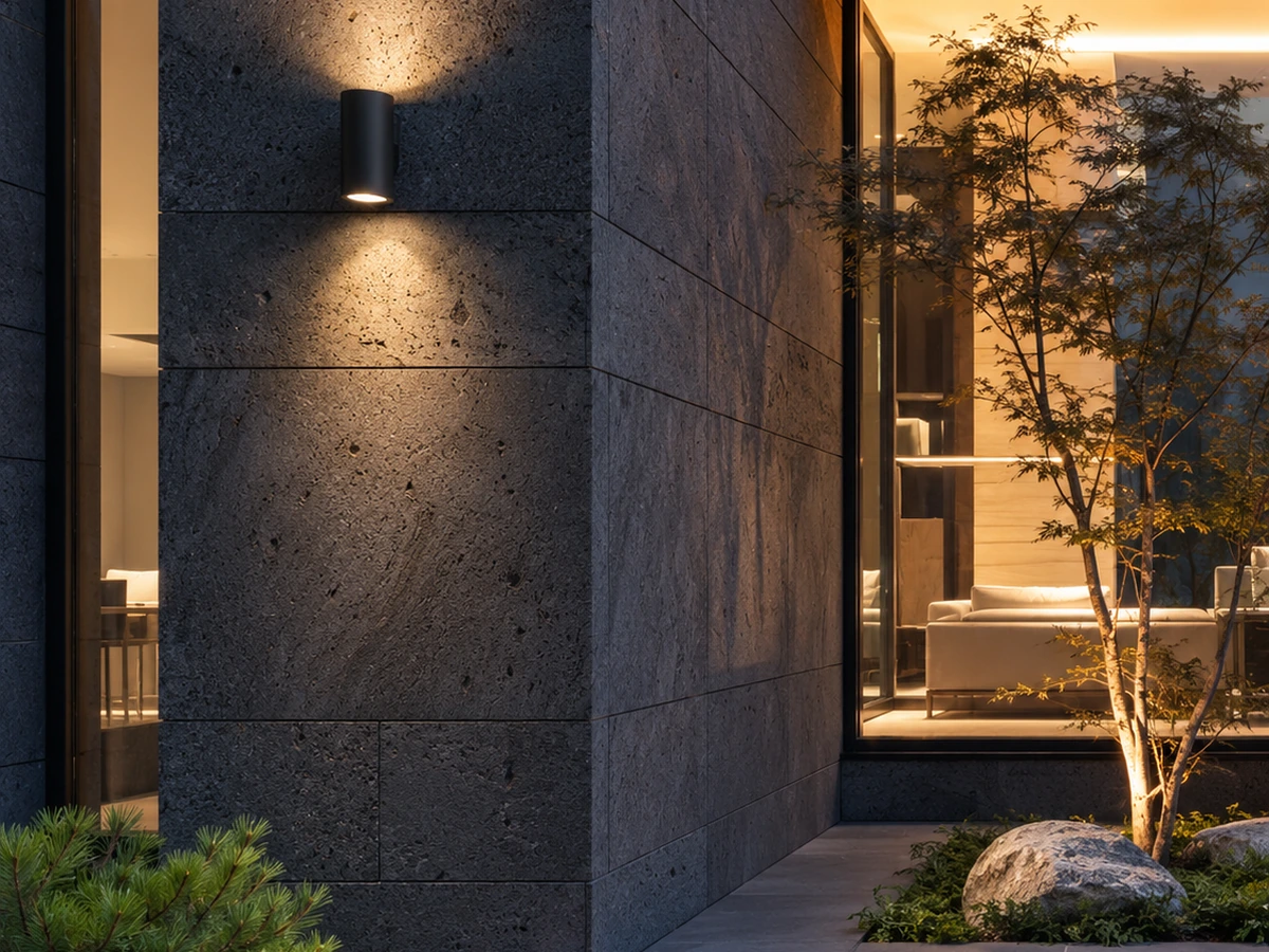 Modern dark basalt façade