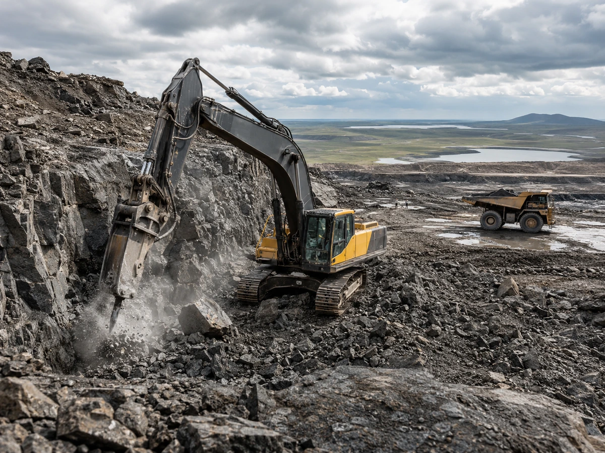 Basalt quarry excavation operations