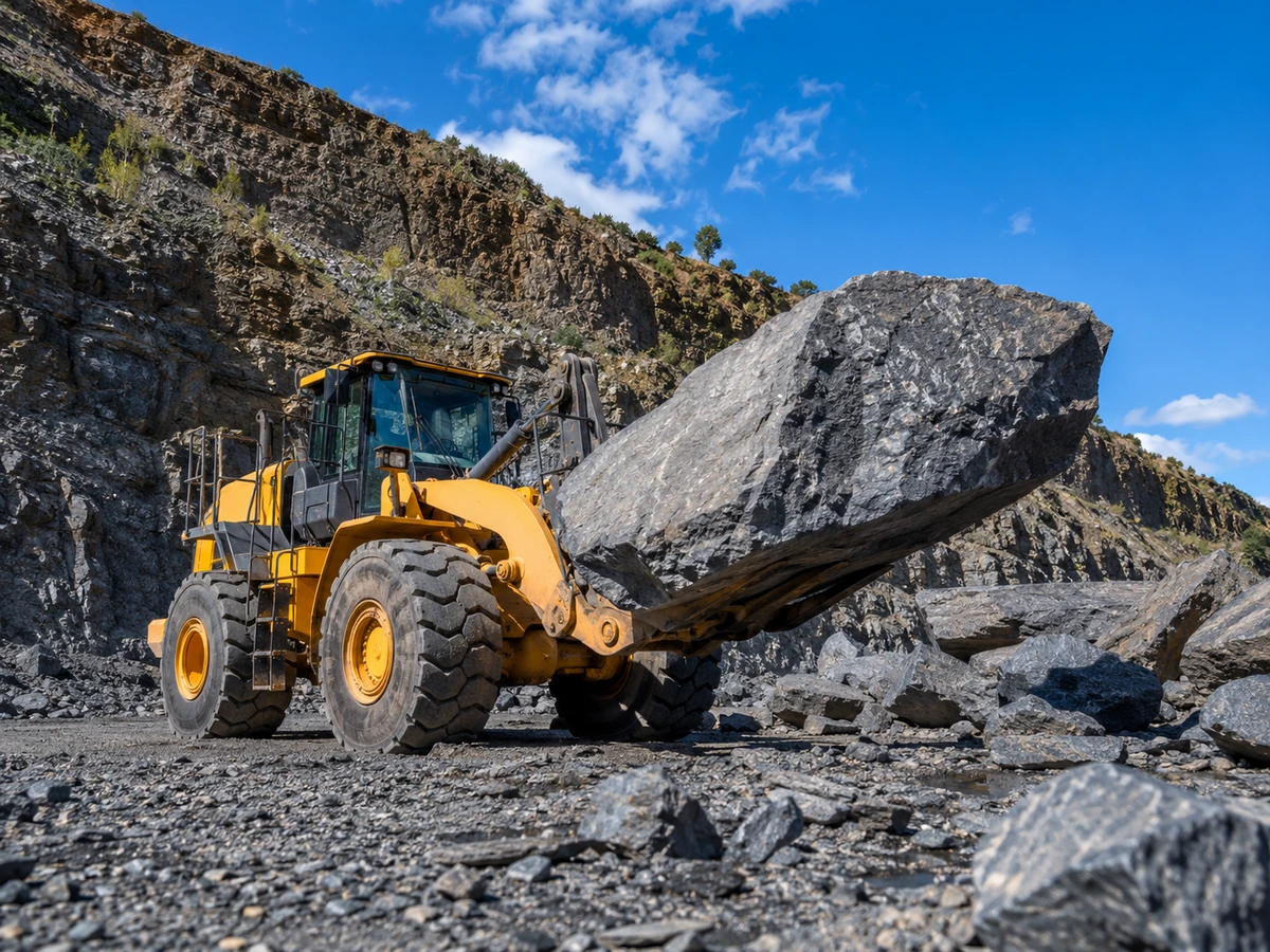 Stone loading at the basalt quarry