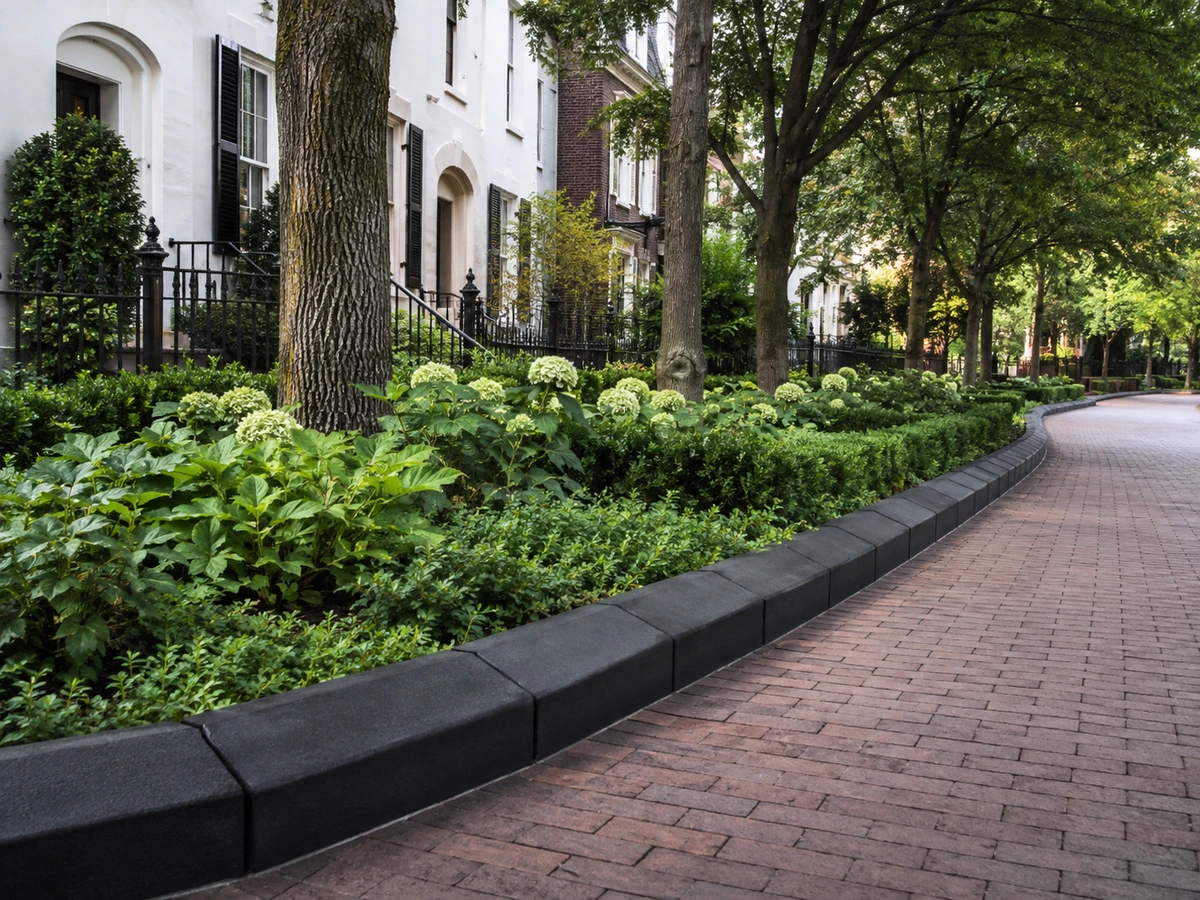 Basalt curb in a residential street